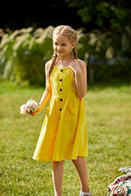 Load image into Gallery viewer, Arshiner Girls Dress Short Sleeve A Line Swing Skater Twirl Summer Dress Yellow 10 12
