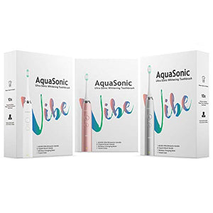 AquaSonic VIBE Series Ultra Whitening Pink Electric Toothbrush - 8 DuPont Brush Heads & Travel Case Included - Sonic 40,000 VPM Motor & Wireless Charging - 4 Modes w Smart Timer - Satin Rose Gold