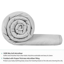Load image into Gallery viewer, TILLYOU 3-Piece Padded Baby Crib Rail Cover Protector Set from Chewing, Safe Teething Guard Wrap for Standard Cribs, 100% Silky Soft Microfiber Polyester, Fits Side and Front Rails, Pale Gray
