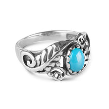 Load image into Gallery viewer, American West Sterling Silver Sleeping Beauty Turquoise Gemstone Leaf Ring Size 07
