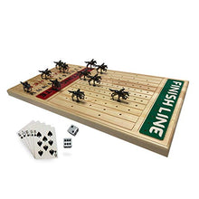 Load image into Gallery viewer, FINENI Horse Racing Board Game with Luxurious Durable Metal Horses, 11 Pieces, Black Metal Horses, Real Pine Wood Horseracing Game Board, Dice and Cards
