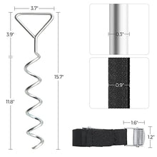 Load image into Gallery viewer, SONGMICS Trampoline Anchor, Heavy Duty Spiral Wind Stake, Tie Down Ground Anchor Kit with Galvanized Iron Stakes, Polyester Straps, Steel Buckles USGN15IN
