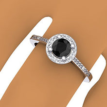 Load image into Gallery viewer, Dazzlingrock Collection 0.60 Carat (ctw) 10K Round Cut Black &amp; White Diamond Ladies Bridal Engagement Halo Style Ring, White Gold, Size 6.5
