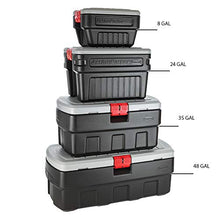 Load image into Gallery viewer, Rubbermaid ActionPacker️ 24 Gal Lockable Storage Bins Pack of 2, Industrial, Rugged Storage Containers with Lids
