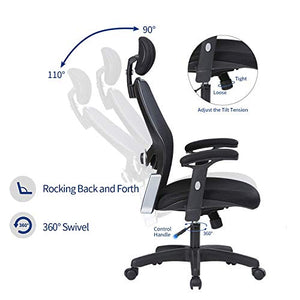 LIANFENG Ergonomic Office Chair, High Back Executive Swivel Computer Desk Chair with Adjustable Armrests and Headrest, Back Lumbar Support, Black