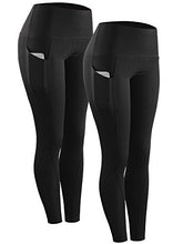 Load image into Gallery viewer, Neleus 2 Pack Tummy Control High Waist Running Workout Leggings,9017,Black,Blue,US S,EU M
