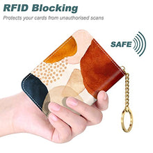 Load image into Gallery viewer, Nipichsha Credit Card Holder, Small RFID Card Wallet for Women, Slim Leather Card Holder Wallet, Credit Card Wallet Organizer, Pocket Business Card Case with Zipper &amp; Keychain (Simple Abstract Art)
