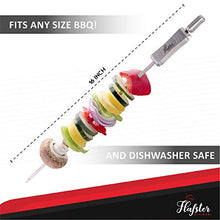 Load image into Gallery viewer, FLAFSTER KITCHEN Skewers for Grilling- 16&quot; Long Flat BBQ Skewers with Push Bar- Shish Kabob Skewers - Stainless Steel Skewer Sticks for Camping - Wide Reusable Sword Skewers - 8 Pack with Storage Bag
