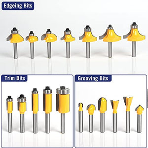 MNA Router Bits 35 Pcs Set, 35 Pieces 1/4 Inch Shank Router Bit Kit. American Router Bit Set Complete Set.