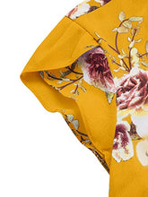 Load image into Gallery viewer, Milumia Women's Elegant Floral Print Petal Cap Sleeve Pleated Vacation Office Work Blouse Top Yellow X-Large
