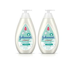 Johnson's CottonTouch Newborn Baby Wash & Shampoo with No More Tears, Hypoallergenic and Paraben-Free Moisturization for Sensitive Skin, Made with Real Cotton, Twin-Pack, 2 x 27.1 fl. oz