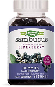 Nature's Way Sambucus Elderberry Gummies, 60 Gummies (2-Pack)
