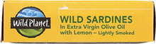 Load image into Gallery viewer, Wild Planet Wild Sardines in Extra Virgin Olive Oil with Lemon, Keto and Paleo, 3rd Party Mercury Tested, 4.4 Ounce
