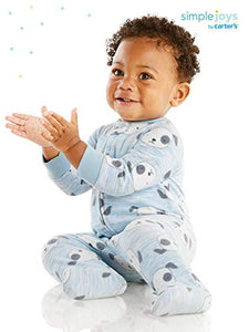 Simple Joys by Carter's Baby Boys' Fleece Footed Sleep and Play, Pack of 2, Light Blue/Yellow, Dogs, Newborn
