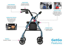 Load image into Gallery viewer, NOVA Medical Products GetGo Classic Rollator Walker (Standard Size), Rolling Walker for Height 5’4” - 6’1”, Seat Height is 22.25”, Color Blue
