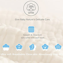 Load image into Gallery viewer, MUKIN Baby Muslin Washcloths - Natural Muslin Cotton Baby Wipes - Soft Newborn Baby Face Towel and Muslin Washcloth for Sensitive Skin- Baby Registry as Shower, 5 Pack 12x12 inches

