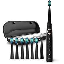 Load image into Gallery viewer, Electric Toothbrush - Dentist Recommended Smart Sonic Toothbrush with 5 Modes, 8 Dupont Brush Heads &amp; Travel Case Included, USB Fast Charging, Black
