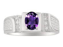 Load image into Gallery viewer, RYLOS Classic Oval Amethyst &amp; Diamond Ring - February Birthstone
