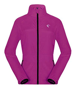 J.CARP Women's Packable Windbreaker Jacket, Super Lightweight and Visible, Outdoor Active Cycling Running Skin Coat, Purple L