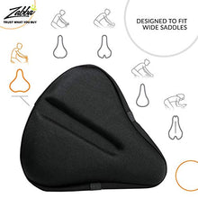 Load image into Gallery viewer, Bikeroo Large Exercise Bike Seat Cushion - Bicycle Wide Gel Soft Pad - Most Comfortable Bicycle Saddle Cover for Women and Men Bike Seat Gel Cover fits Cruiser and Stationary Bikes, Indoor Cycling
