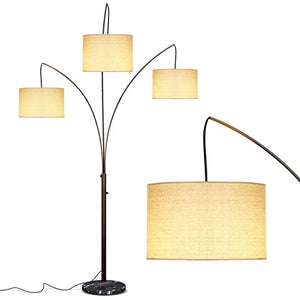 Brightech Trilage Arc Floor Lamp w/Marble Base - 3 Lights Hanging Over The Couch from Behind - Multi Head Arching Tree Lamp - for Mid Century, Modern & Contemporary Rooms - Oil Rubbed Bronze