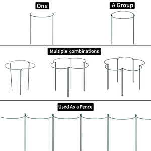 10pack Garden Plant Support Stake 10" Wide x 16" High Half Round Metal Garden Plant Support Ring Border Support, Plant Support Ring Cage for RoseFlowers Vine Tomato with 20pack Plant Clips &Plant Ties