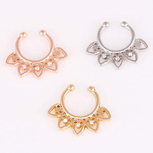 16pcs Fake Nose Rings Hoop Stainless Steel Faux Fake Lip Ear Nose Septum Ring Non-Pierced Clip On Nose Hoop Rings