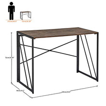 Load image into Gallery viewer, Aingoo No Assembly Folding Computer Writing Desk Industrial Style Home Office Study Laptop Gaming Table for Small Space Brown
