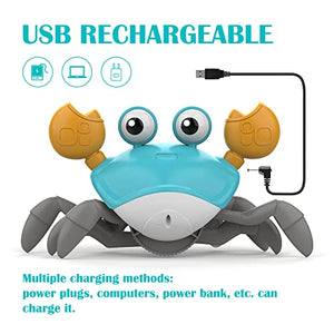 Adebena Sensing Crawling Crab, Tummy Time Baby Toys with Music Sounds & Lights, Fun Early Development Walking Dancing Crab Toy, Infant Birthday Gifts for Babies Boys Girls Toddlers, USB Rechargeable