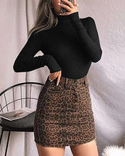 Load image into Gallery viewer, MANGOPOP Women&#39;s Mock Turtle Neck Long Sleeve Tops Bodysuit Jumpsuit (A Long Sleeve Black, Large)
