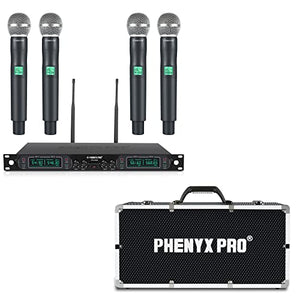 Phenyx Pro UHF Wireless Handheld Microphone System PTU-5000A Bundle with The Customizable Large Size Carrying Case