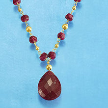Load image into Gallery viewer, Ross-Simons 24.00 ct. t.w. Ruby Station Necklace in 14kt Yellow Gold. 18 inches
