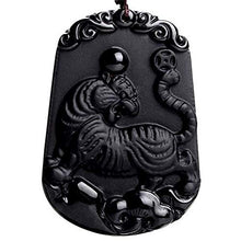 Load image into Gallery viewer, Pure Natural Zodiac Necklace Pendant Made of Obsidian Gemstone Horoscope Animal Sign Amulet (Tiger，Enthusiastic)
