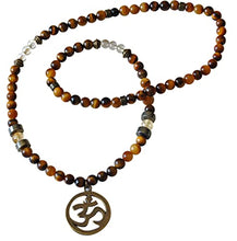 Load image into Gallery viewer, Abundance and Money, Men Citrine Tiger's Eye Prosperity Necklace, Genuine Gemstone Mens Necklace, Pyrite Necklace, Yoga necklace
