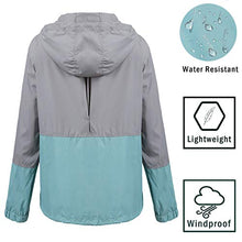 Load image into Gallery viewer, Soteer Women&#39;s Waterproof Raincoat Outdoor Hooded Rain Jacket Windbreaker (Lake Blue XL)
