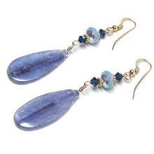 Load image into Gallery viewer, Ice Blue Kyanite Flat Teardrop Earrings Sterling Silver or Gold-Filled
