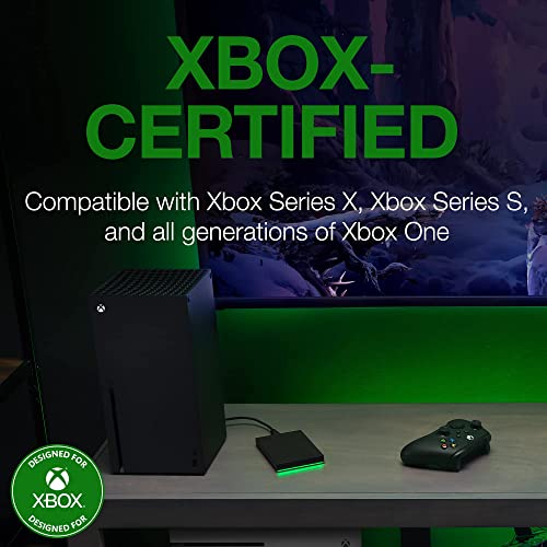 Load image into Gallery viewer, Seagate Game Drive for Xbox 2TB External Hard Drive Portable HDD - USB 3.2 Gen 1, Black with Built-in Green LED bar, Xbox Certified, 3 Year Rescue Services (STKX2000400)