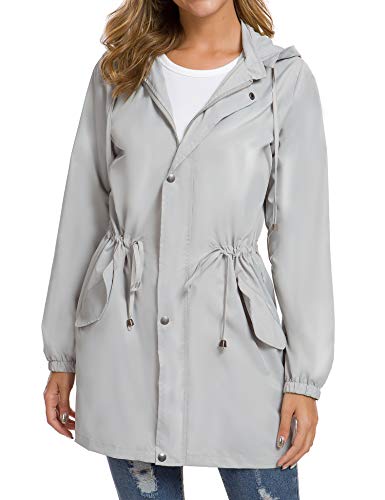 Besshopie Women's Lightweight Water-Resistant Raincoat Windbreaker Jacket with Hood