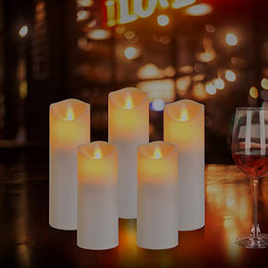 Flickering Flameless Candles Battery Operated Candles Exquisite Frosted Plastic Candles Outdoor Heat Resistant Include Realistic Moving Wick LED Flames and 10-Key Remote Control with 24-Hour Timer
