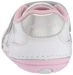 Stride Rite Girls' Soft Motion Adalyn Athletic Sneaker, White/Silver, 3 M US Infant