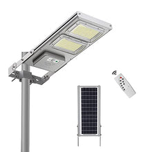Load image into Gallery viewer, LOVUS 100W Commercial Solar Street Light Dusk to Dawn with Radar Sensor and Remote Control, Two Mount Ways Wall/Pole, IP65 Waterproof Solar Lights for Garden,Parking Lot
