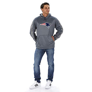 Officially Licensed Zubaz Men's NFL NFL Men's Pullover Hoodie, Gray, New England Patriots, Size Large