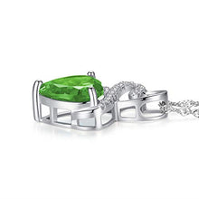 Load image into Gallery viewer, The Diamond Deal Lab-Created Green Emerald Gemstone May Birthstone Heart and Diamond Accent Pendant Necklace Charm in 925 Sterling Silver
