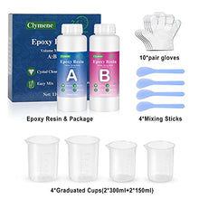 Load image into Gallery viewer, Epoxy Resin Kit, 42 OZ / 1100ml Crystal Clear Epoxy Resin for Art, Craft, Coating, Casting and Jewelry Making, Come with 4 Graduated Cups, 4 Stir Sticks and 10 Pairs Gloves
