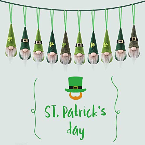 Load image into Gallery viewer, St Patrick Day Hanging Gnome Ornaments Set of 10, Irish Gnomes Handmade Leprechaun Elf Tomet DecorationsSpring Gnome Lucky Clover Hanging Ornament