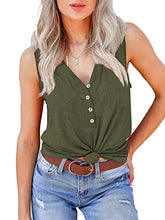 Load image into Gallery viewer, Vermisse Women's Casual Summer Vest V Neck Front Tie Knot Buttons Down Tank Top Sleeveless Shirts
