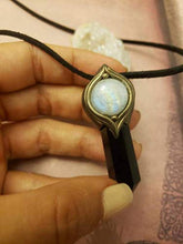 Load image into Gallery viewer, The Shield. Empath Protection Necklace with Moonstone and Black Obsidian. Psychic protection amulet. EMF Protection. Empath Jewelry

