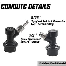 Load image into Gallery viewer, PERA 2 Pair Ball Lock MFL Beer Keg Disconnect Set with Swivel Nuts (2) 5/16 Gas, 1/4 Liquid Barbed
