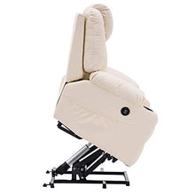Load image into Gallery viewer, Mcombo Large Power Lift Recliner Chair with Massage and Heat for Elderly Big and Tall People, 3 Positions, 2 Side Pockets and Cup Holders, USB Ports, Faux Leather 7517 (Large, Cream White)
