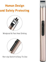 Load image into Gallery viewer, REIDEA Electronic Candle Lighter Arc Windproof Flameless USB Rechargeable Lighter with Safe Button for Home Kitchen Gold
